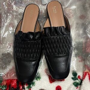 Lewis Black Leather Mules Size 38 1/2